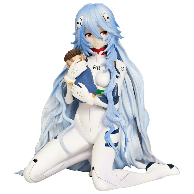 Anime EVA Ayanami Rei kawaii Holding a bear Sitting posture Action Figures PVC Model Statue Toys doll Desk Decor Gifts boxed