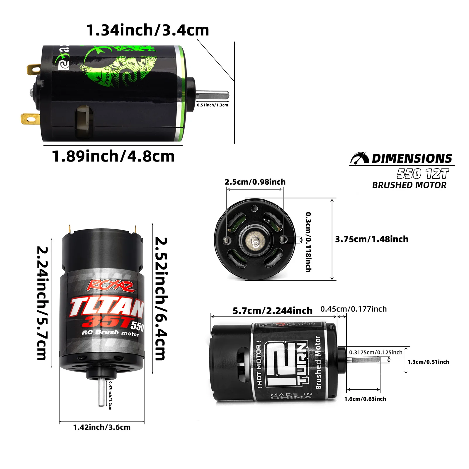 RCZIPROY 550/540 Motor cepillado impermeable para eje de pista 1/10 RC SCX10 AXI03007 90046 TRX4 TRX6 Redcat Gen8 Tamiya HSP RC Motor