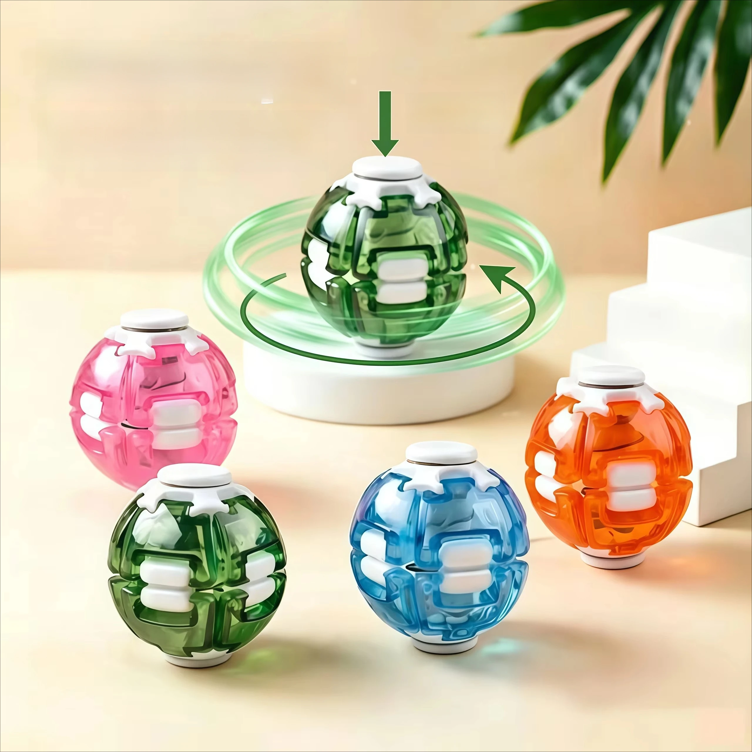 Magic Press Spinning Fidget Ball, Fingertip Gyro Toy, Stress Relief Sensory Toy for Autism ADHD Focus, Portable Cool Unique