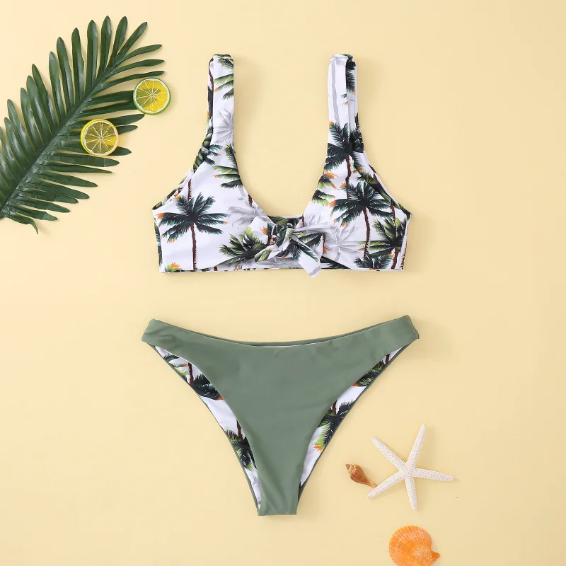 

Новый сексуальный купальник-бикини с принтом кокосовых пальм, оптом