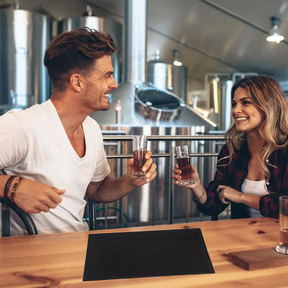 

Anti-Skid Water Cup Black Thickened Pvc Bar Pad For Home Kitchen Drain Mat Non-Slip Bar Service Spill Mat Drying Tableware Pad