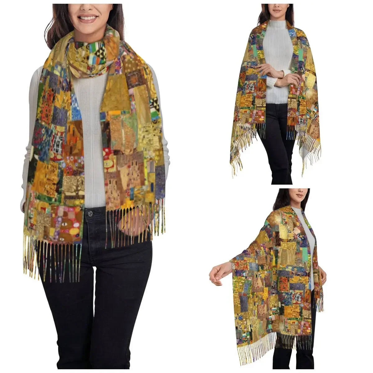 Gustav Klimt Scarf for Womens Fall Winter Pashmina Shawl Wrap Austrian Symbolist Painter Long Shawl Scarf for Evening Dress