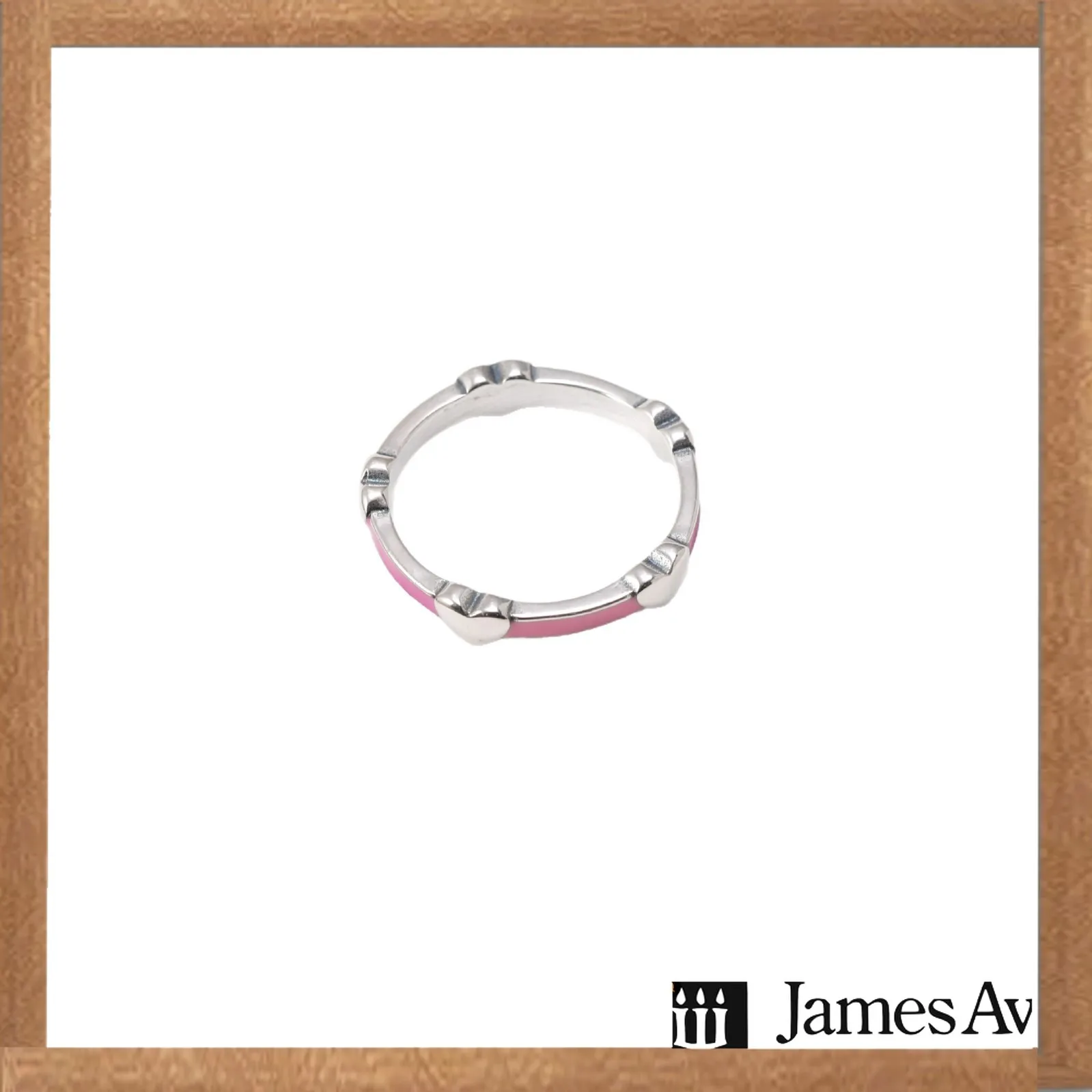 S925 Silver Pink Enamel Multi‑Heart Band Ring Full‑Round Heart Motif Finger Ring Cute Stackable Jewelry Gift for Women
