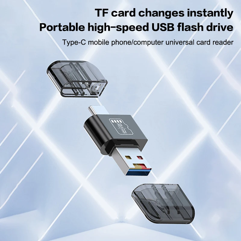 เครื่องอ่านการ์ด SD/TF พร้อมอะแดปเตอร์ USB 3.1 Type C; ฟังก์ชั่น OTG สําหรับพีซี แล็ปท็อป อุปกรณ์ Android Huawei Xiaomi และ Mac