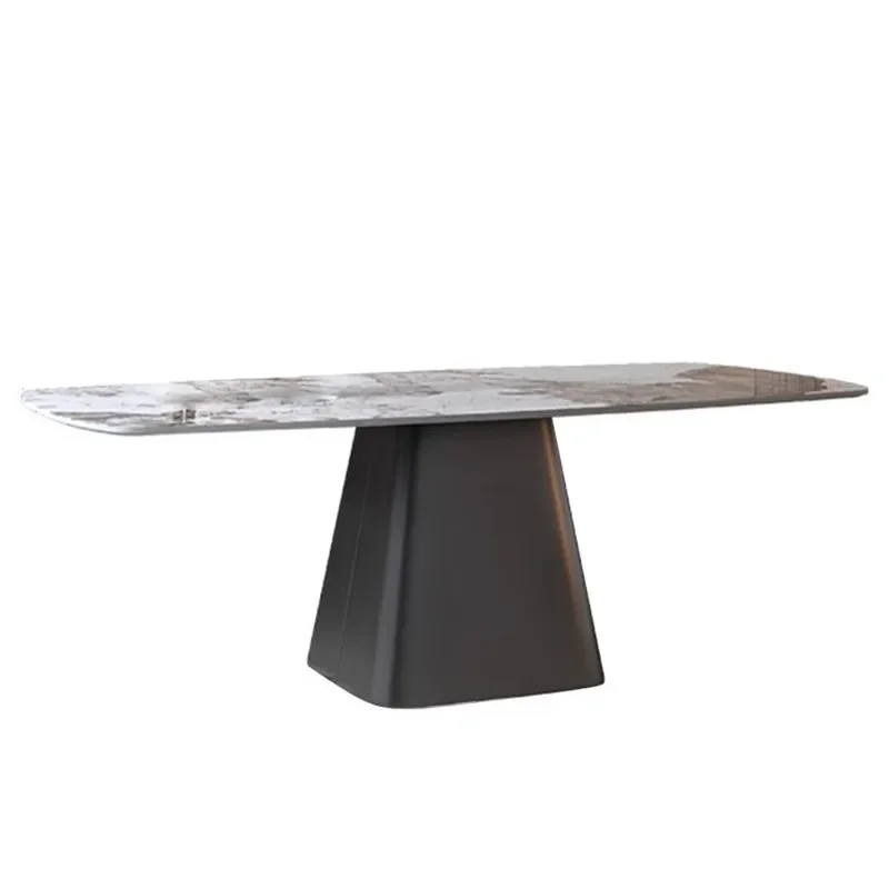 Nordic light luxury slate dining table and chair combination for small household small apartment rectangular stainless steel