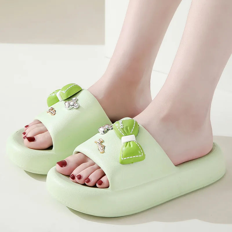 Women Thick Platform Cloud Slippers Eva Cfortable Non-Slip Home Slides Bowknot Girls Summer Sandals Flip Flops