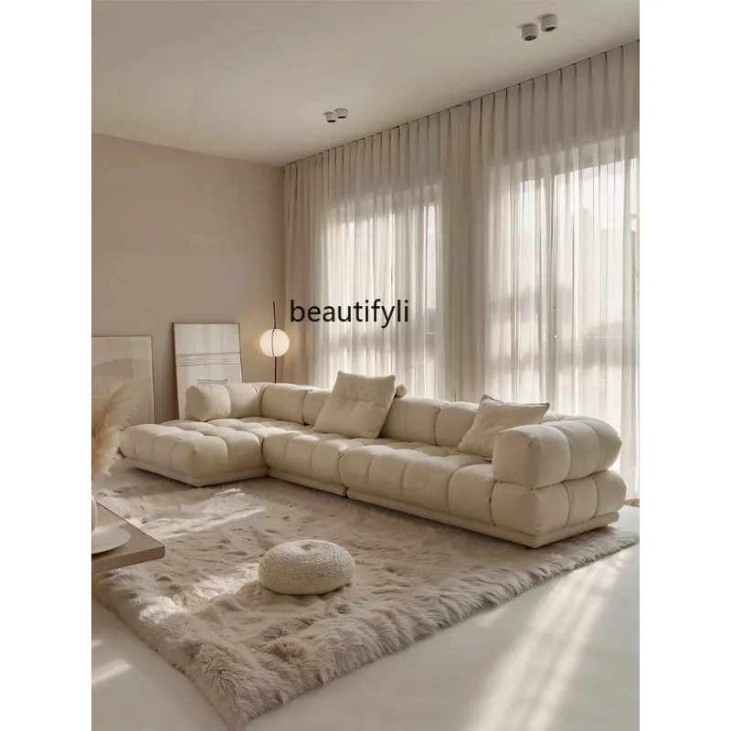 

a167 Cream Style Sofa Anti-Scratching Cloth Large Apartment Living Room L-Shaped Concubine Corner Module Combination