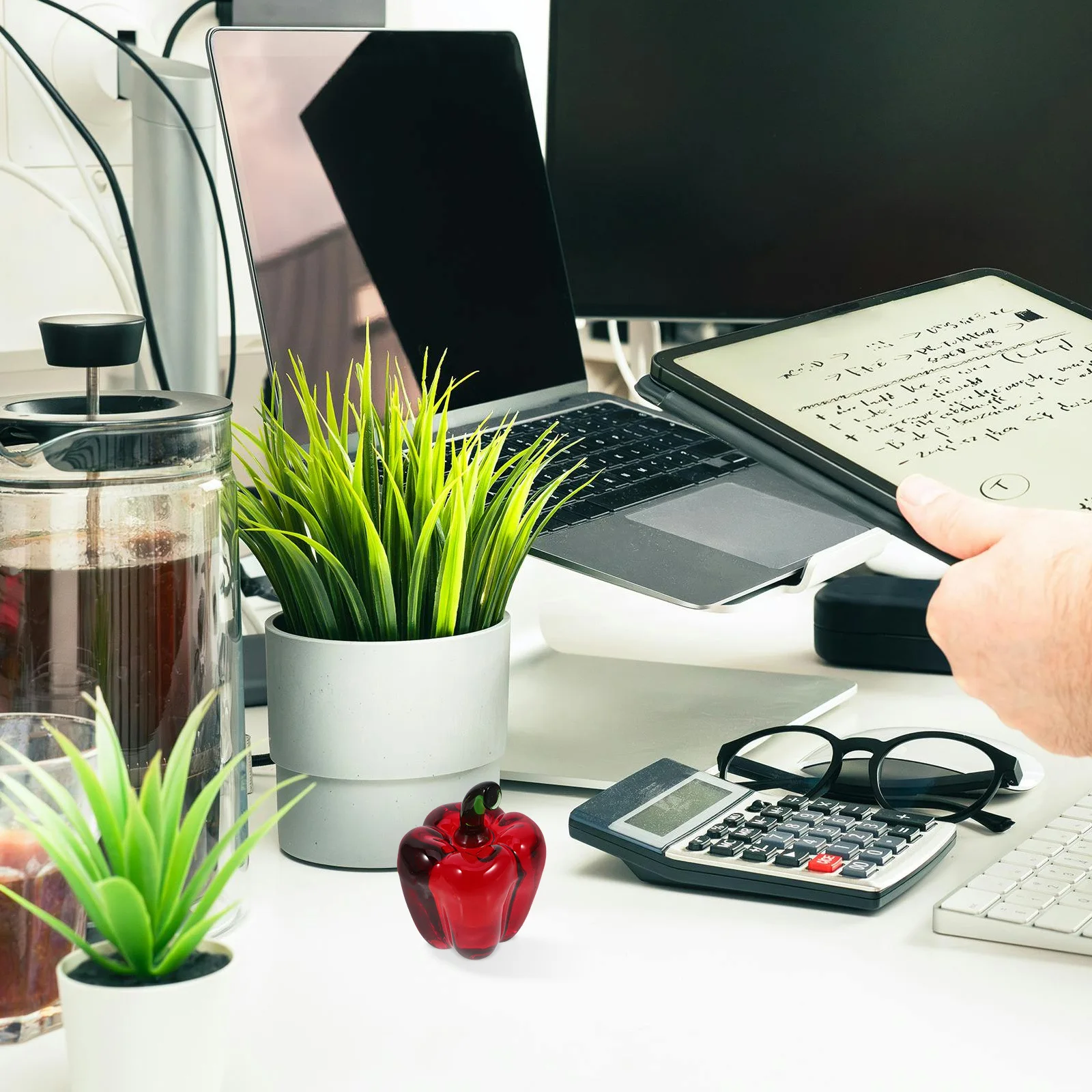 

2Pcs Glass Chili Decoration Miniature Bell Pepper Artificial Ornament for Home Office Tabletop Desktop Glass Vegetable Decor