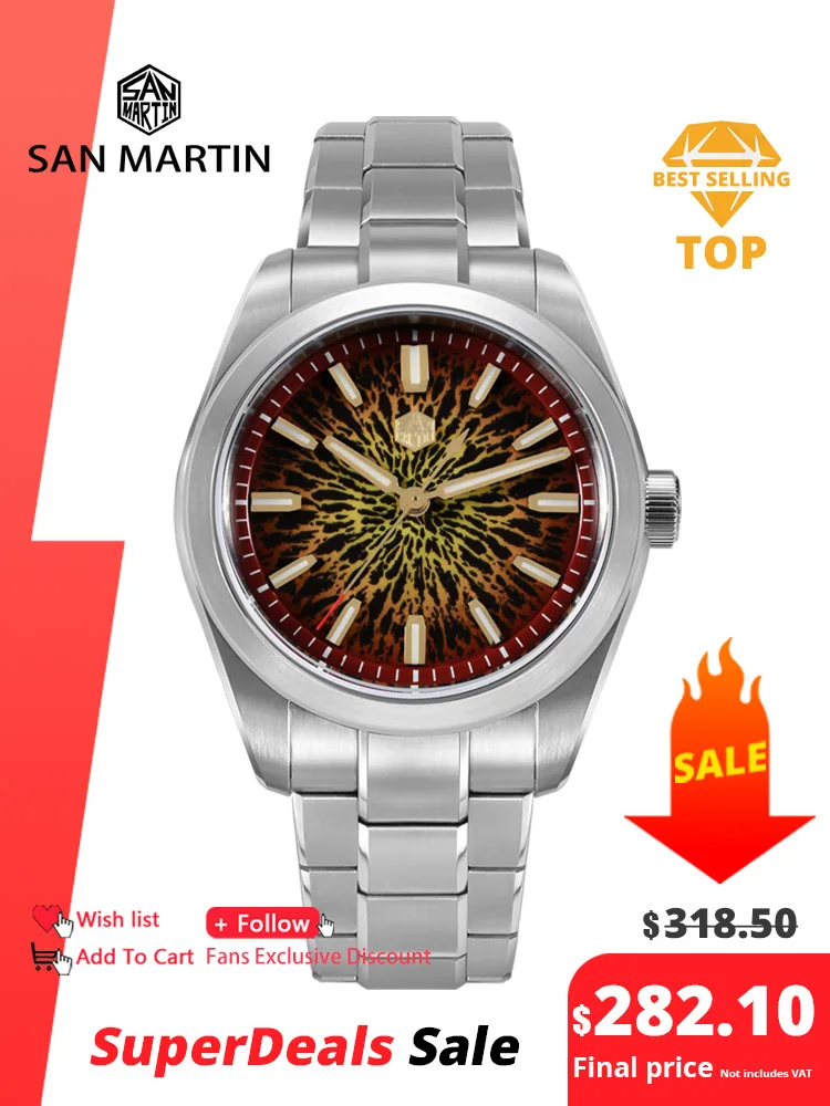 San Martin 39mm SN0144 JianZhan Dial Gada Watch Miyota 90S5 Original Design Luxury Dress Men Automatic Mechanical Wristwatch