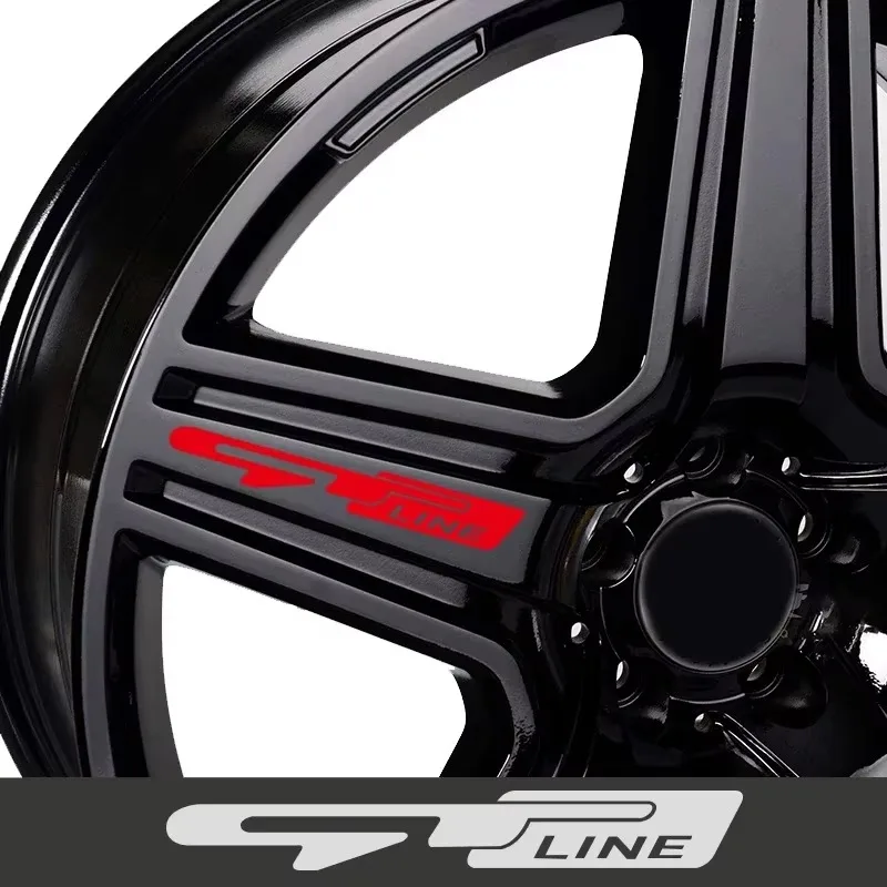 

4Pcs/Set GT LINE Wheel Rim Stickers Waterproof Vinyl Decals Universal Car Motorcycle Wheel Hub Styling Auto Exterior Accessories
