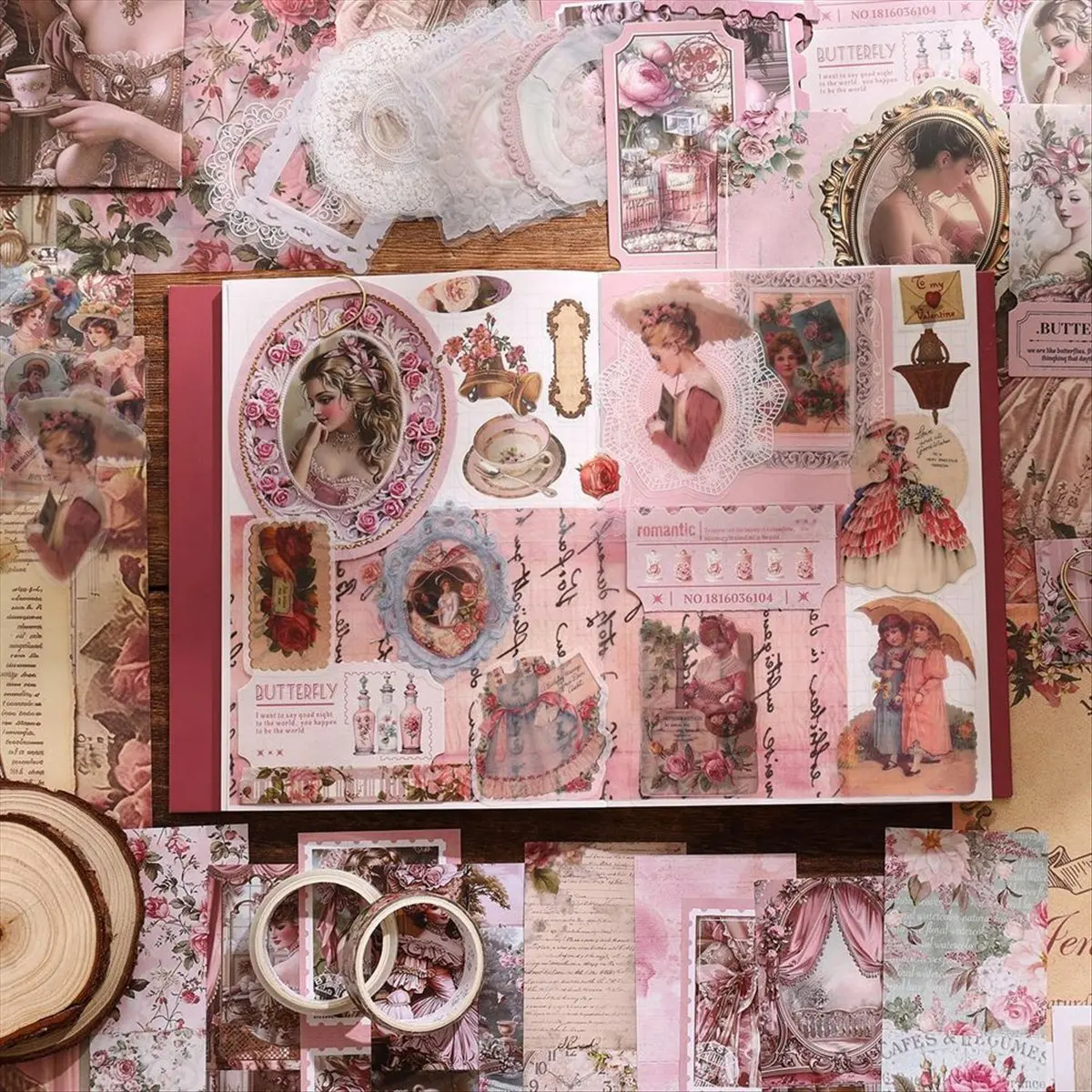 HITL 140PCS Vintage Scrapbooking Kit - Aesthetic Classical Art Supplies for Journals, DIY Crafts, -Journals
