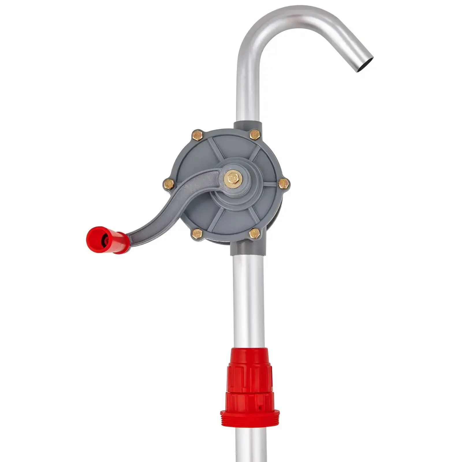 Drum Pump, 6 GPM Flow, Rotary Barrel Pump Hand Crank, Fits 5 to 55 Gallon Drums with 3-Section Suction Tube Assembly and Hose