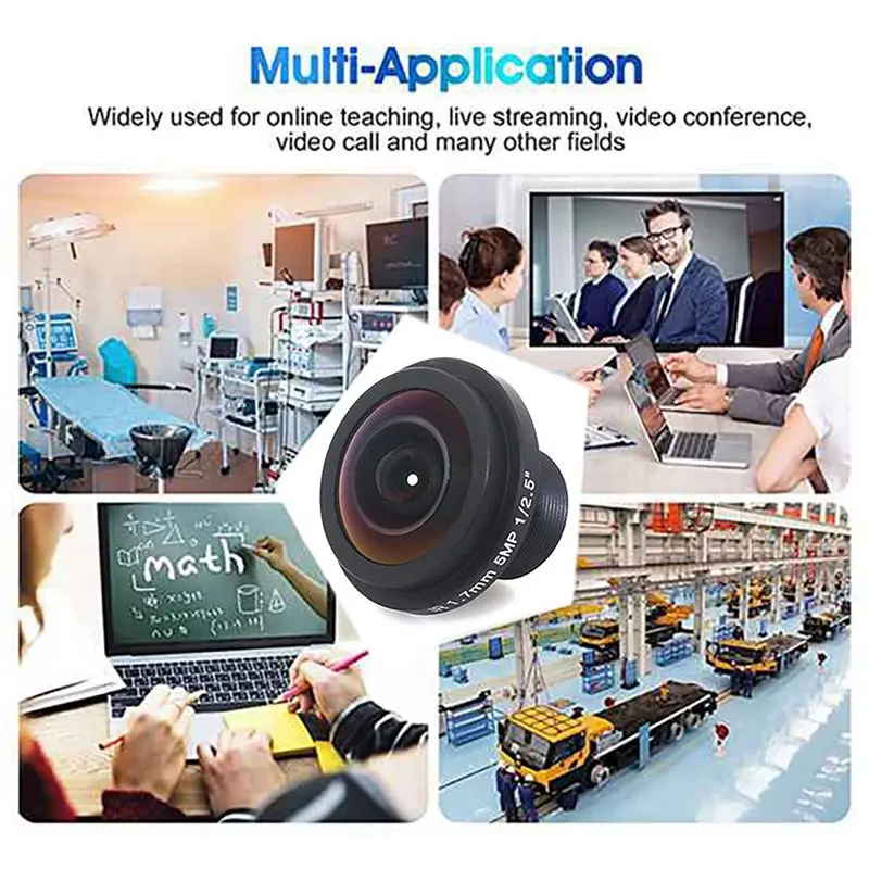 3CGRO-2X 5MP Fisheye Panoramic Lens 1.7Mm F1:2.0 1/2.5 Security Surveillance Camera Lens 185° Wide Angle Lens