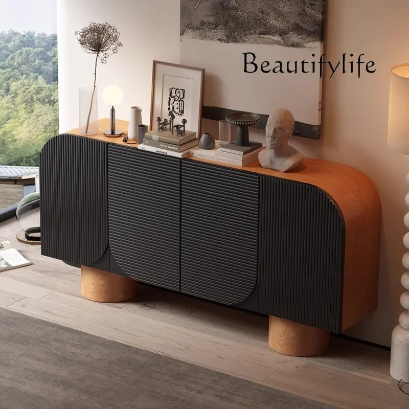 

Italian minimalist solid wood dining side cabinet modern living room locker household storage cabinet