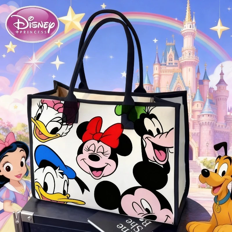 

Disney 2025 New Minnie Fashion Cartoon Canvas Large Capacity Women's Shoulder Bag Commuting Casual Versatile Tote Crossbody Bag