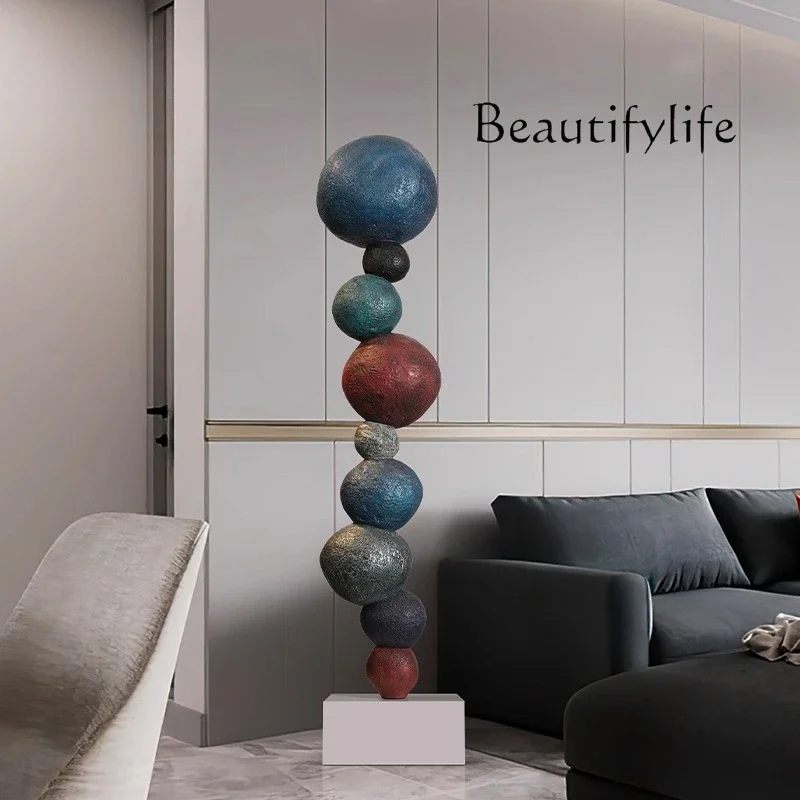 HH Modern color stacked stone ornaments, hotel lobby sales office, living room floor decorations