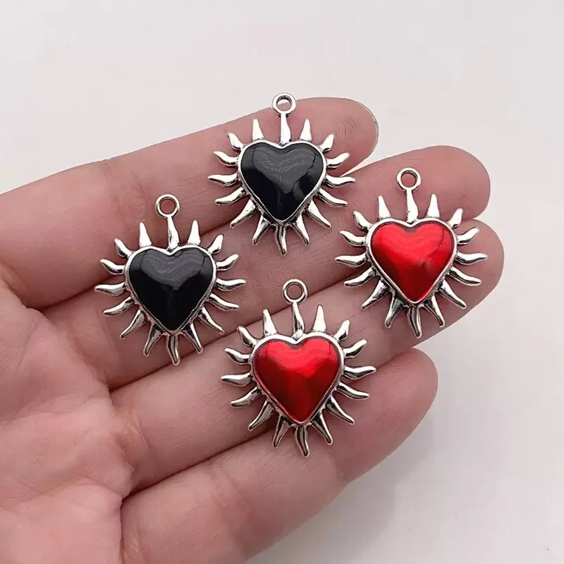 5pcs Thorns Sacred Heart Charm Sacred Heart Enamel Pendant Designer Charms Fit Jewelry Making DIY Jewelry Findings