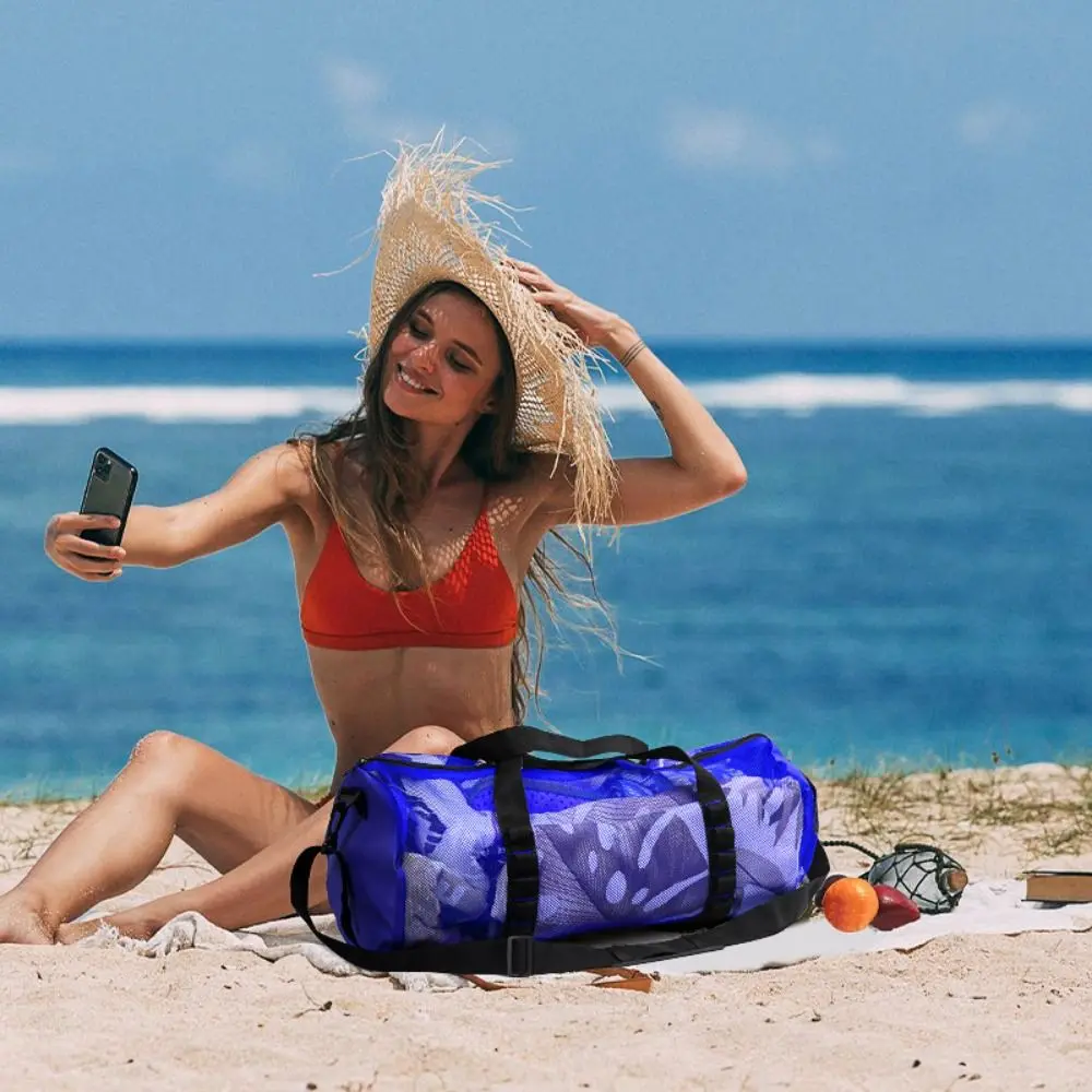 Foldable Mesh Dive Bag Breathable Lightweight Mesh Travel Duffle Adjust Shoulder Strap Quickly Dry Dive Gear Pouch Swimming