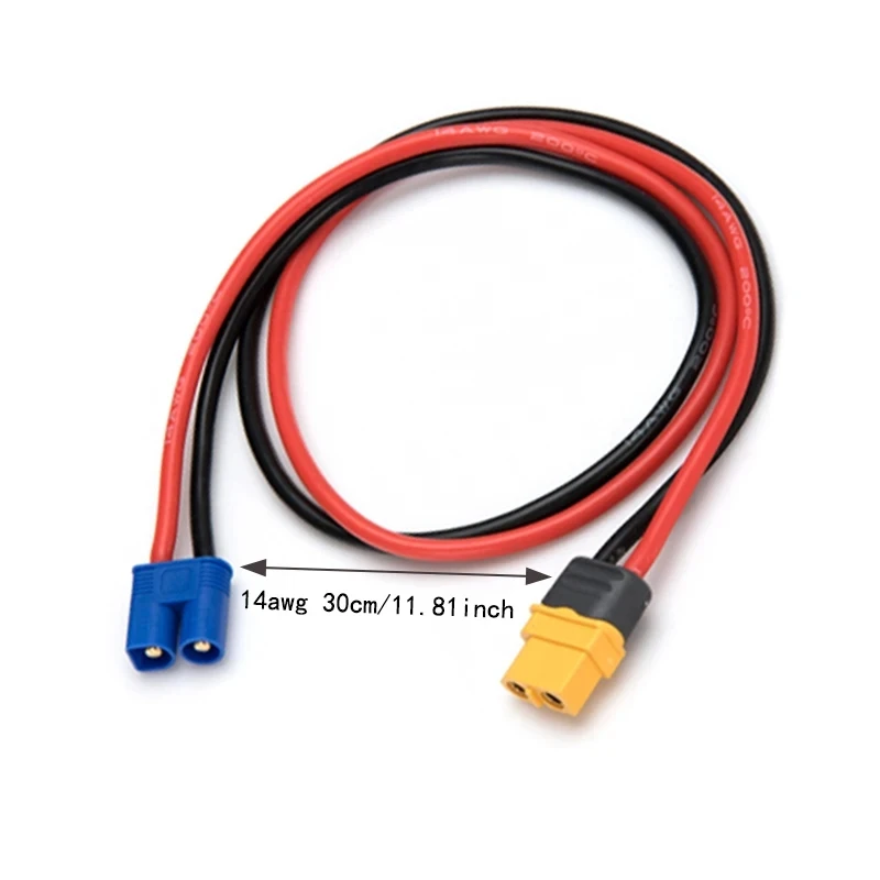 10 قطعة XT60H أنثى XT60 EC3 EC5 ذكر موصل سلك محول 14AWG 300 مللي متر تهمة كابل رصاص ل طائرة مزودة بجهاز للتحكم عن بُعد سيارة قارب شاحن بطارية