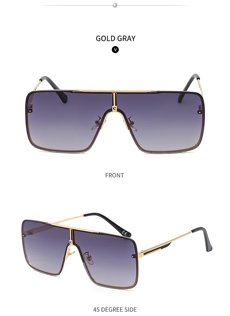 Übergroße Steampunk Einteiler-Sonnenbrille für Herren 2026 Luxusmarke Randlose Punk-Sonnenbrille für Männer Vintage Eyewear Shades – Detail 11