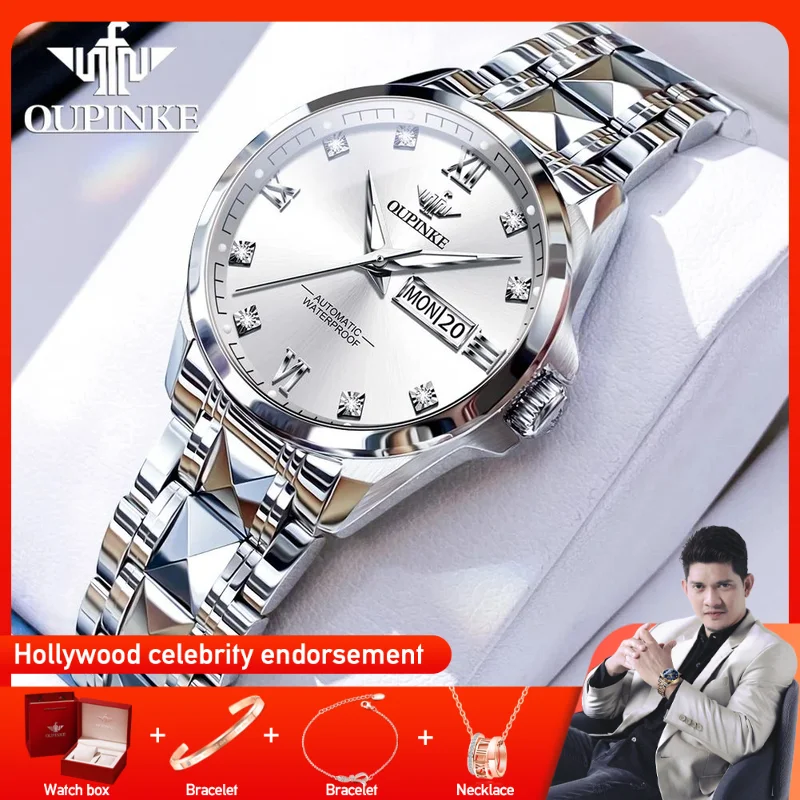 OUPINKE 3262 zegarek damski oryginalny luksusowy markowy automatyczny zegarek mechaniczny zegarek z podwójnym kalendarzem 50M wodoodporny zegarek damski prezenty