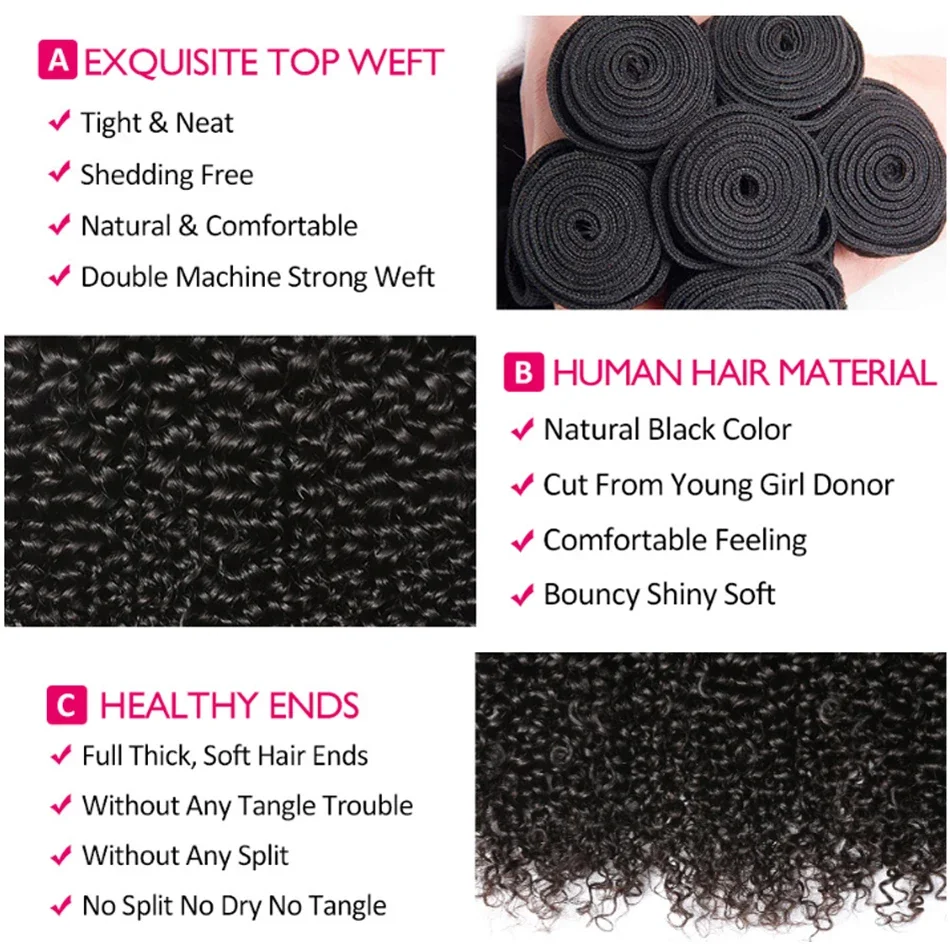 12A Kinky Curly Human Hair Bundles 1/3/4 Bundles Deal 8-30 นิ้วVirgin Human Hair Extensionsบราซิลสานมนุษย์ผมรวมกลุ่ม