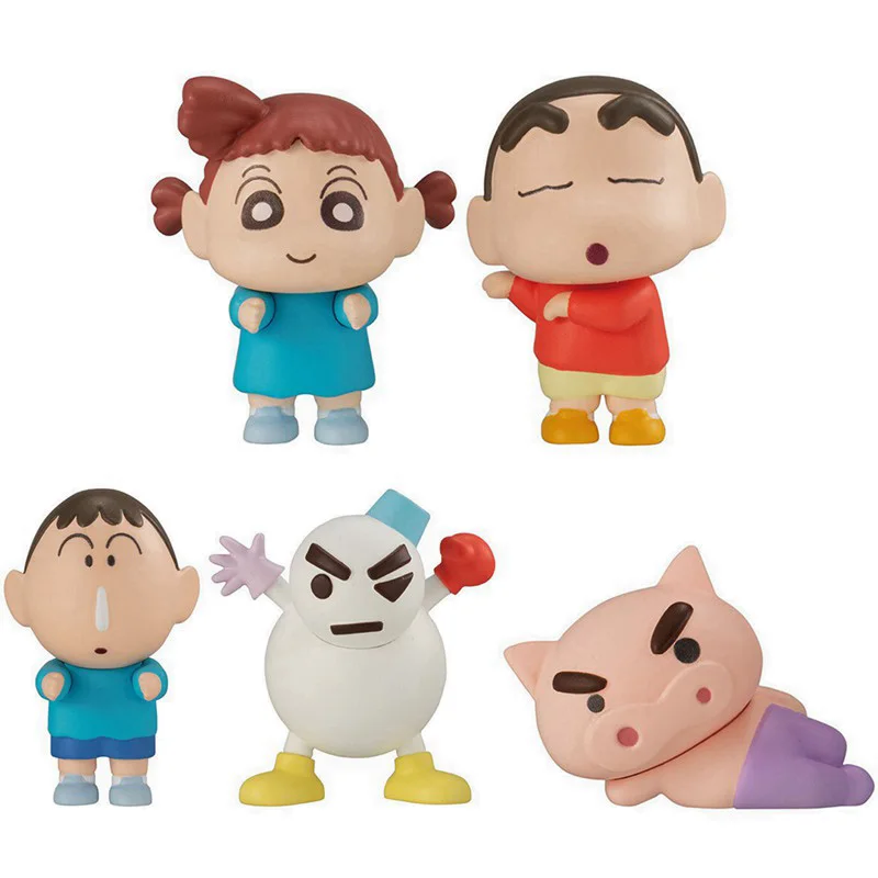 BANDAI Japan kredka Shin-chan figurka Anime Cute Kawaii Gashapon zabawki figurka ozdoba na biurko