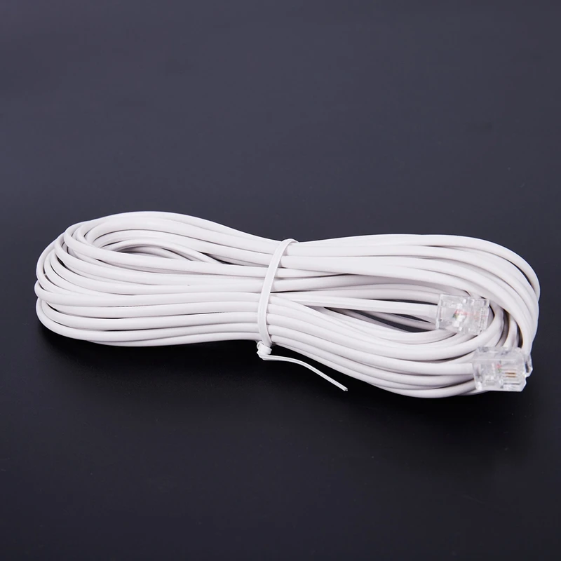 FULL-4Pcs 10M RJ11 Удлинительный кабель для телефонного разъема Белый