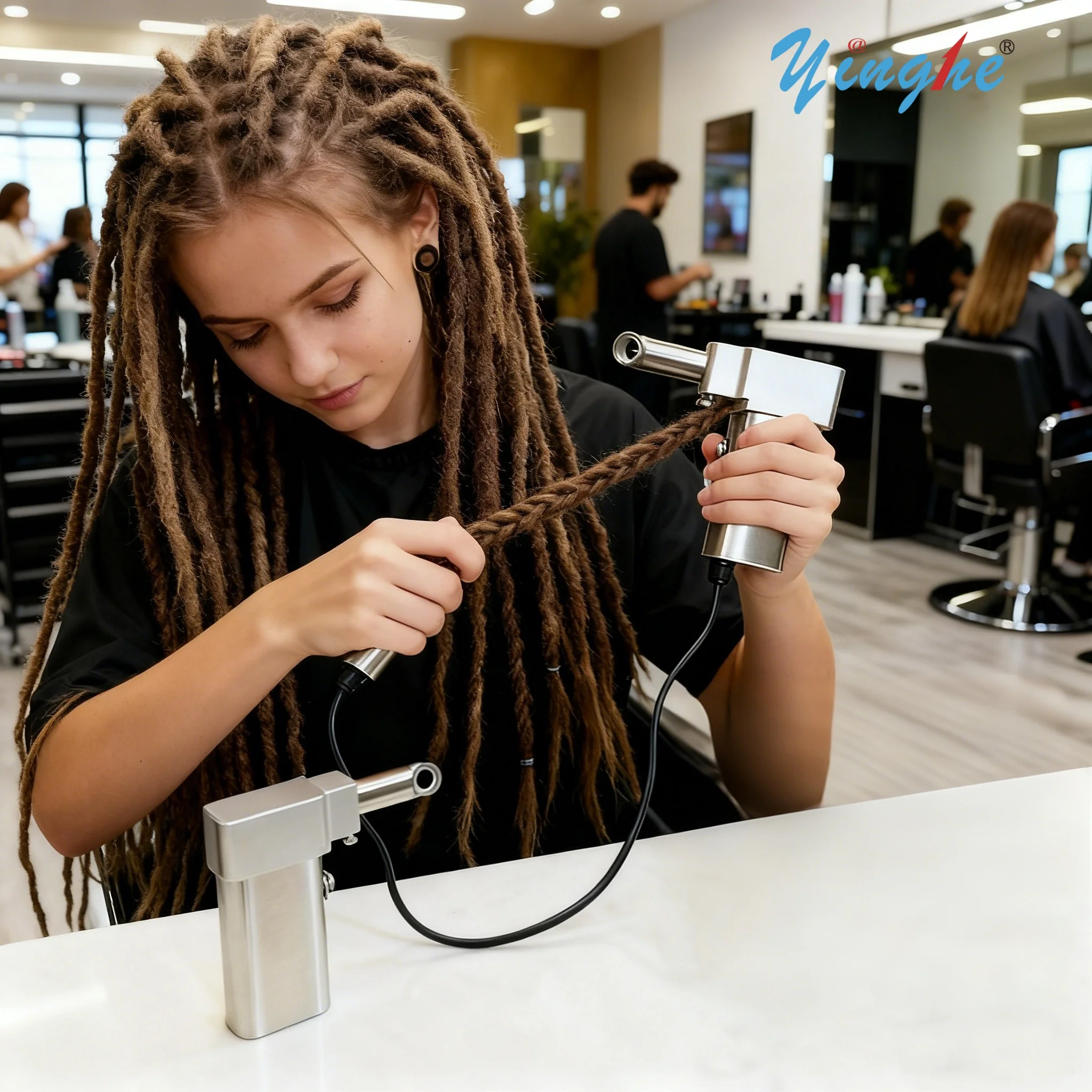 

2025 Новая машина для дредов, портативная автоматическая машина для дредов, с 6 сменными головками 6-16 мм, машина для изготовления плетения крючком с дредами