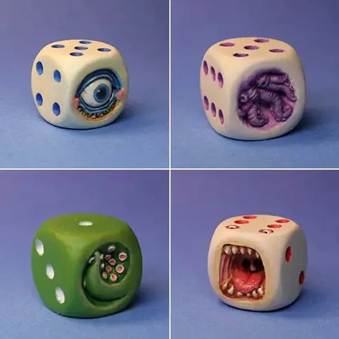 Funy Monster Face Resin Dice Set, Halloween Tabletop Game Props, Weird Monster Dice Set, Table Games Role