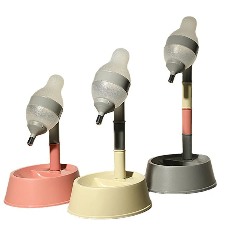 ABGG-القط الكلب وعاء شُرب موزع مياه الارتفاع قابل للتعديل نافورة ماء للحيوانات الأليفة معلقة لعق لا مبلل الفم والذقن