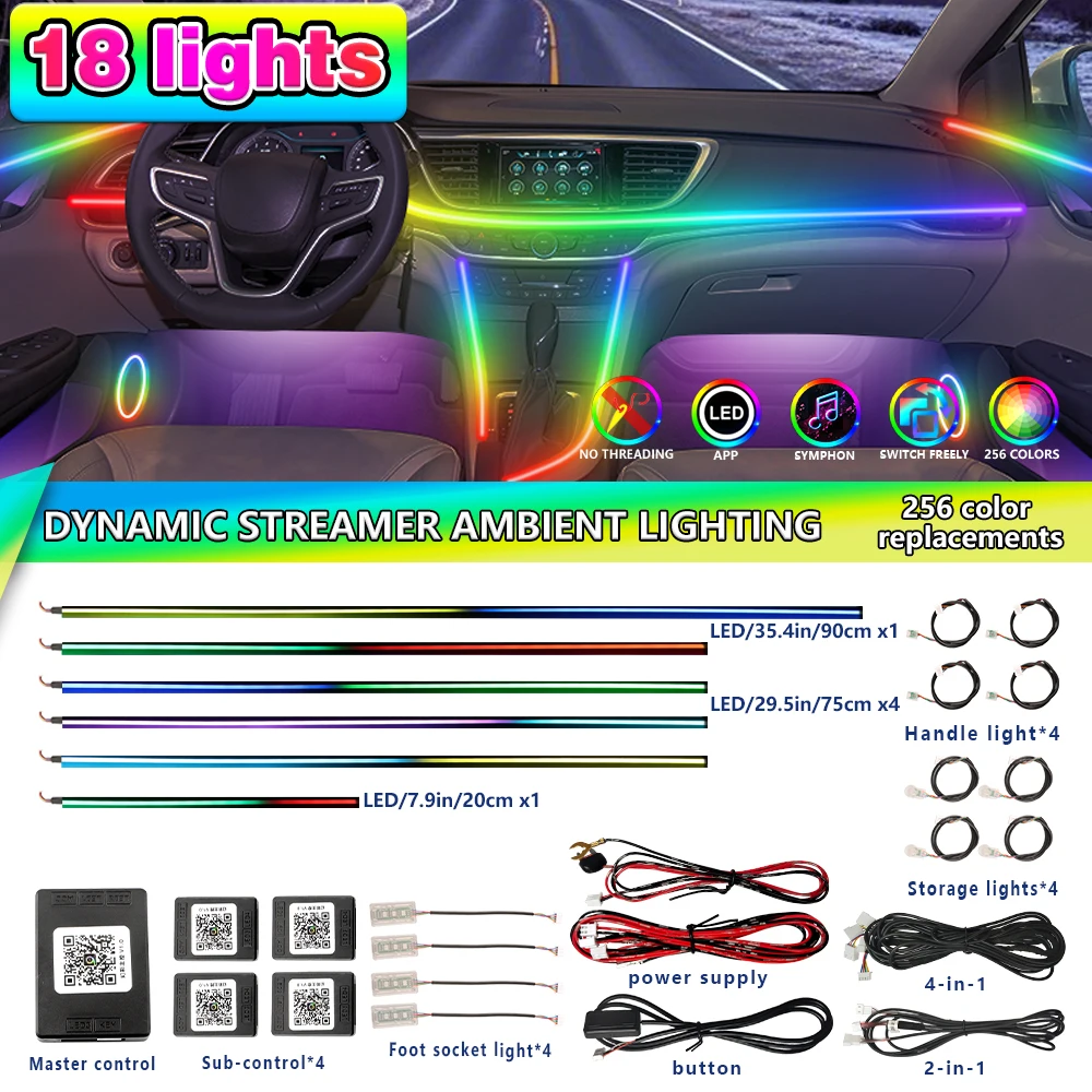 

Smart Remote Control Car Interior Ambient Light RGB 64 Colors LED Hassle-Free Installation Kit