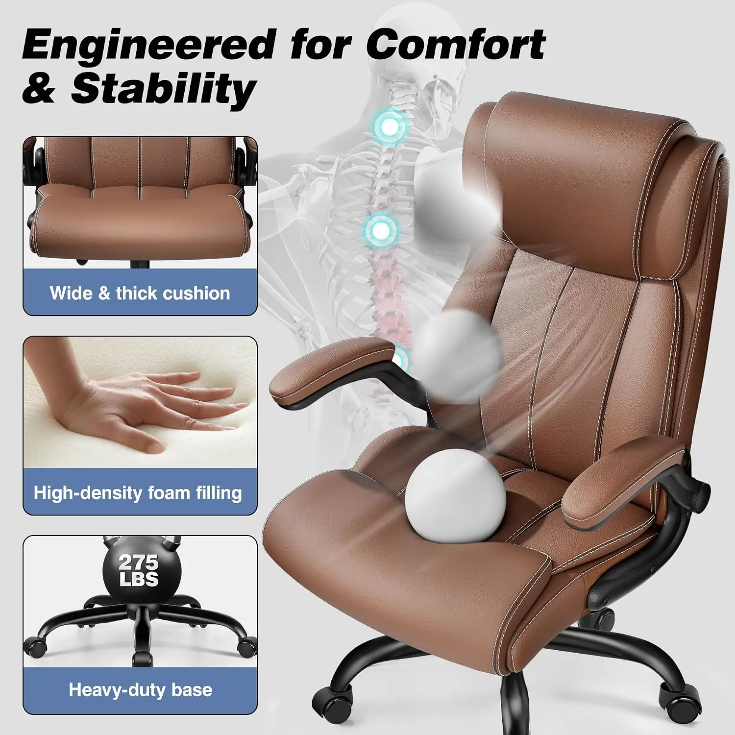 Ergonomic High Back Office & Desk Chair for Home Computer Work, Customized