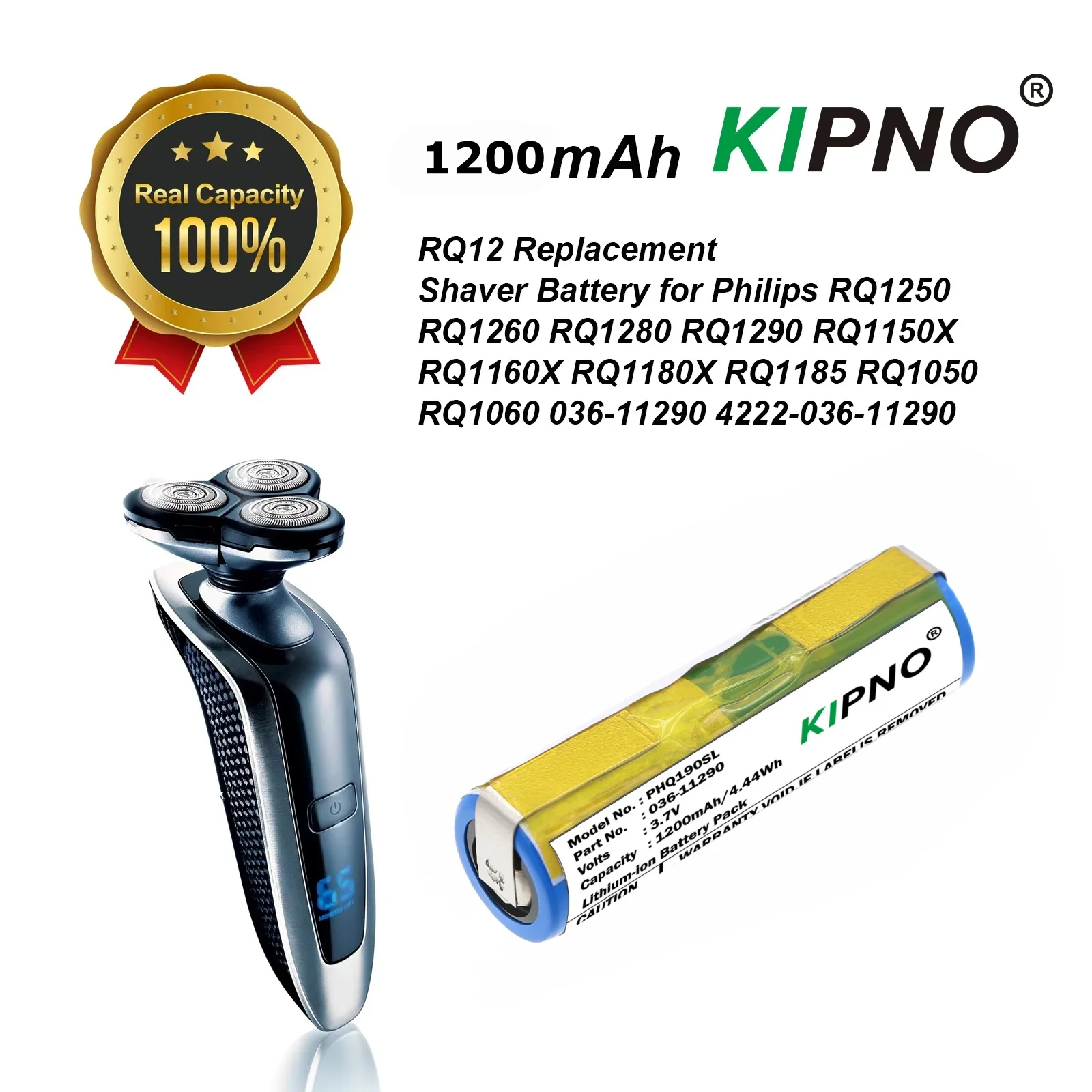 RQ12 Replacement Shaver 1200mAh Battery for Philips RQ1250 RQ1260 RQ1280 RQ1290 RQ1150X RQ1160X RQ1180X RQ1185 RQ1050 RQ1060