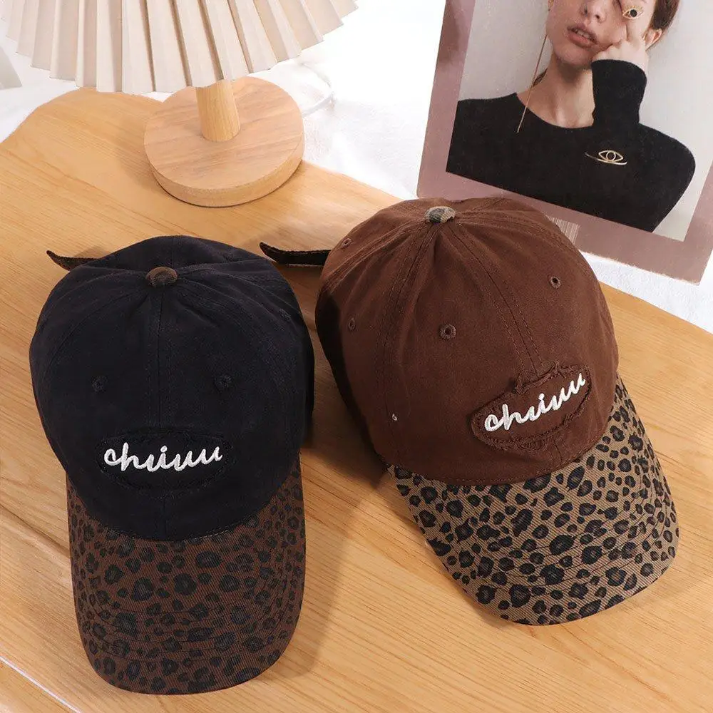 

Fashion Adjustable Leopard Baseball Hat Sunshade Casual Embroidered Baseball Cap Cotton Hip Hop Y2k Peaked Cap Female