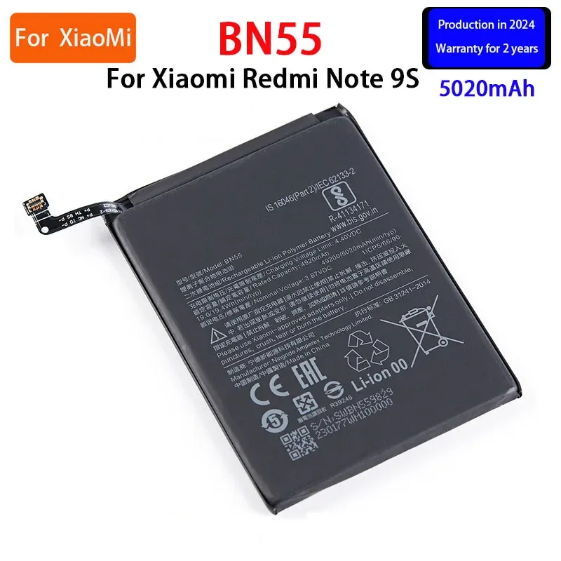 

2024 years Brand New BN55 5020mAh Battery For Xiaomi Redmi Note 9 S Note 9S Note9S Phone Replacement Batteries