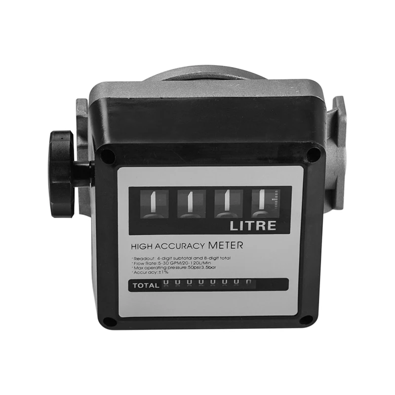 FM-120 4 Digital Gasoline Fuel Petrol Oil Flow Meter 20-120L/Min for Diesel Fuel Oil Flow Sensor Counter Gasoline Meter Display