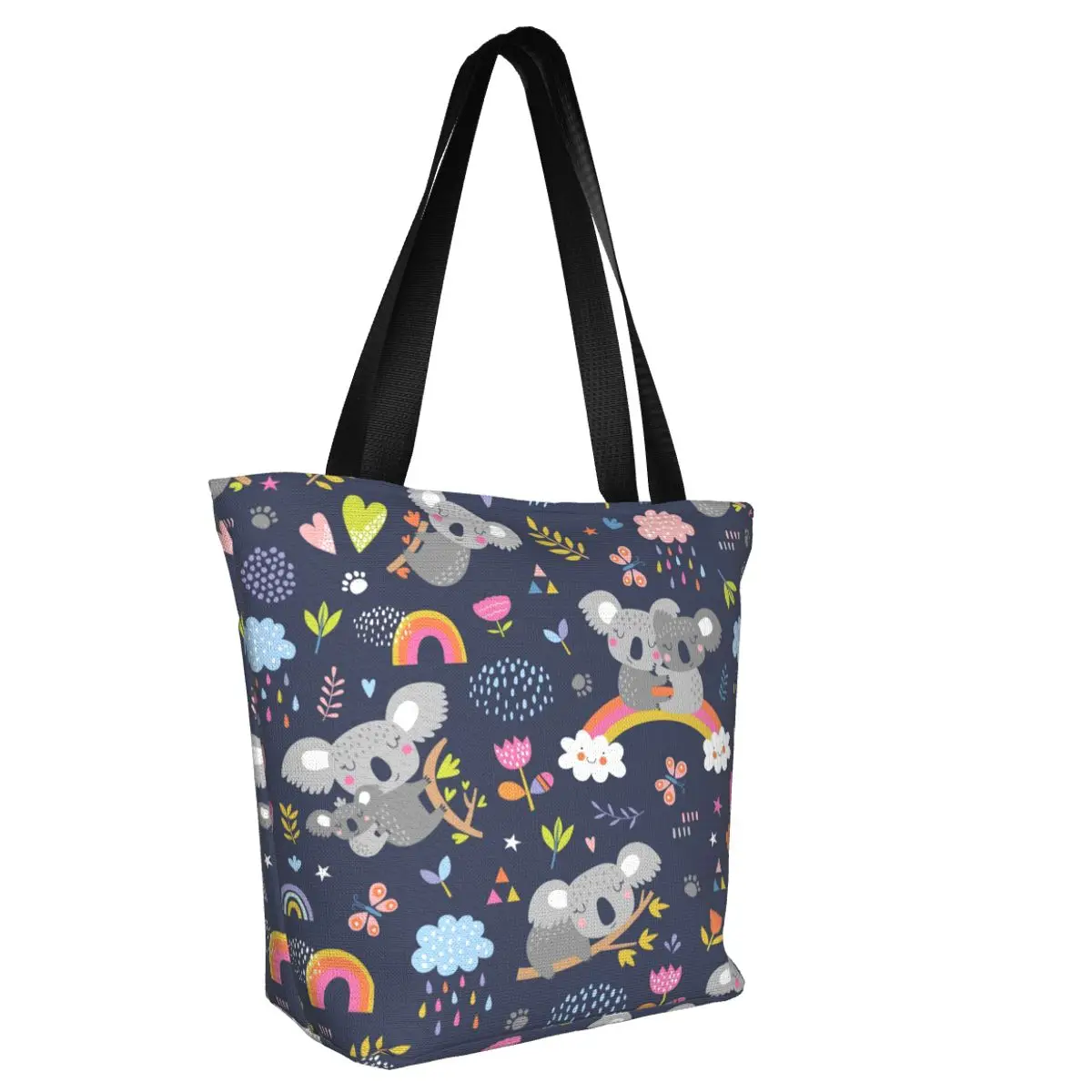 Custom Cute Australia Koala Bear Shopping Bag Women Canvas Shoulder Recycling Tote Bag Washable Groceries Shopper Bags