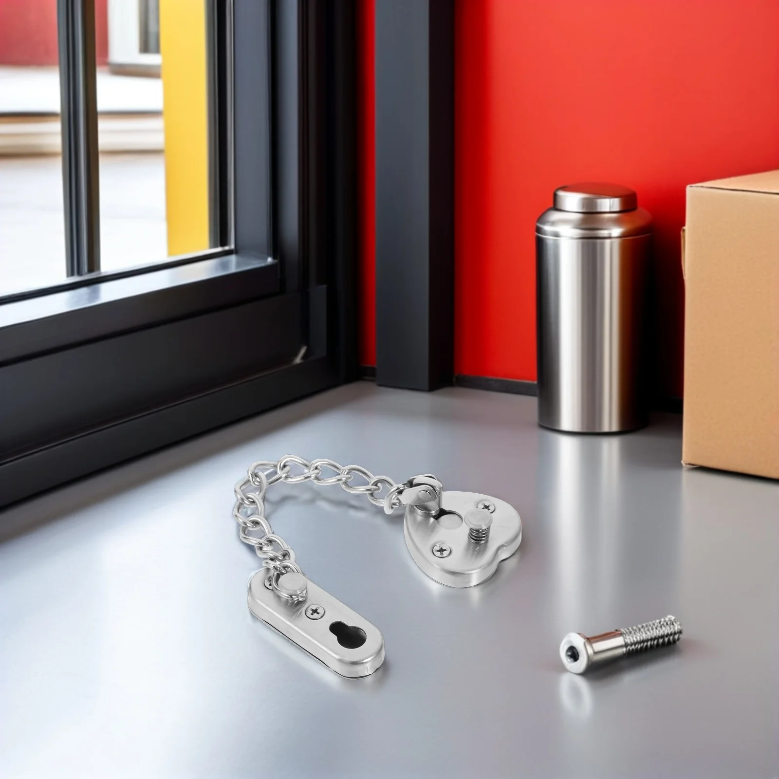 

Anti-Theft Stainless Steel Door Chain Lock Heavy Duty No-Drill Adjustable Security Latch for Home Hotel Use Door Chain Lock