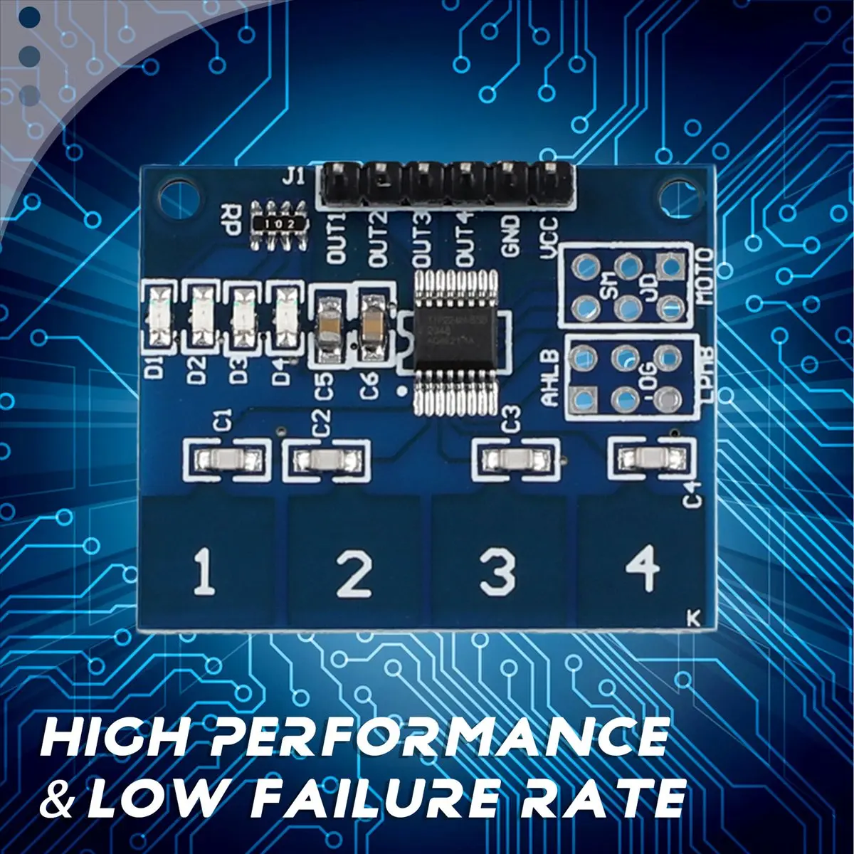 A64I TTP224 Capacitive 4 Channels Touch Switch Module 4 Key Induction IC 2.4V to 5.5V Level State Indicator Onboard Module
