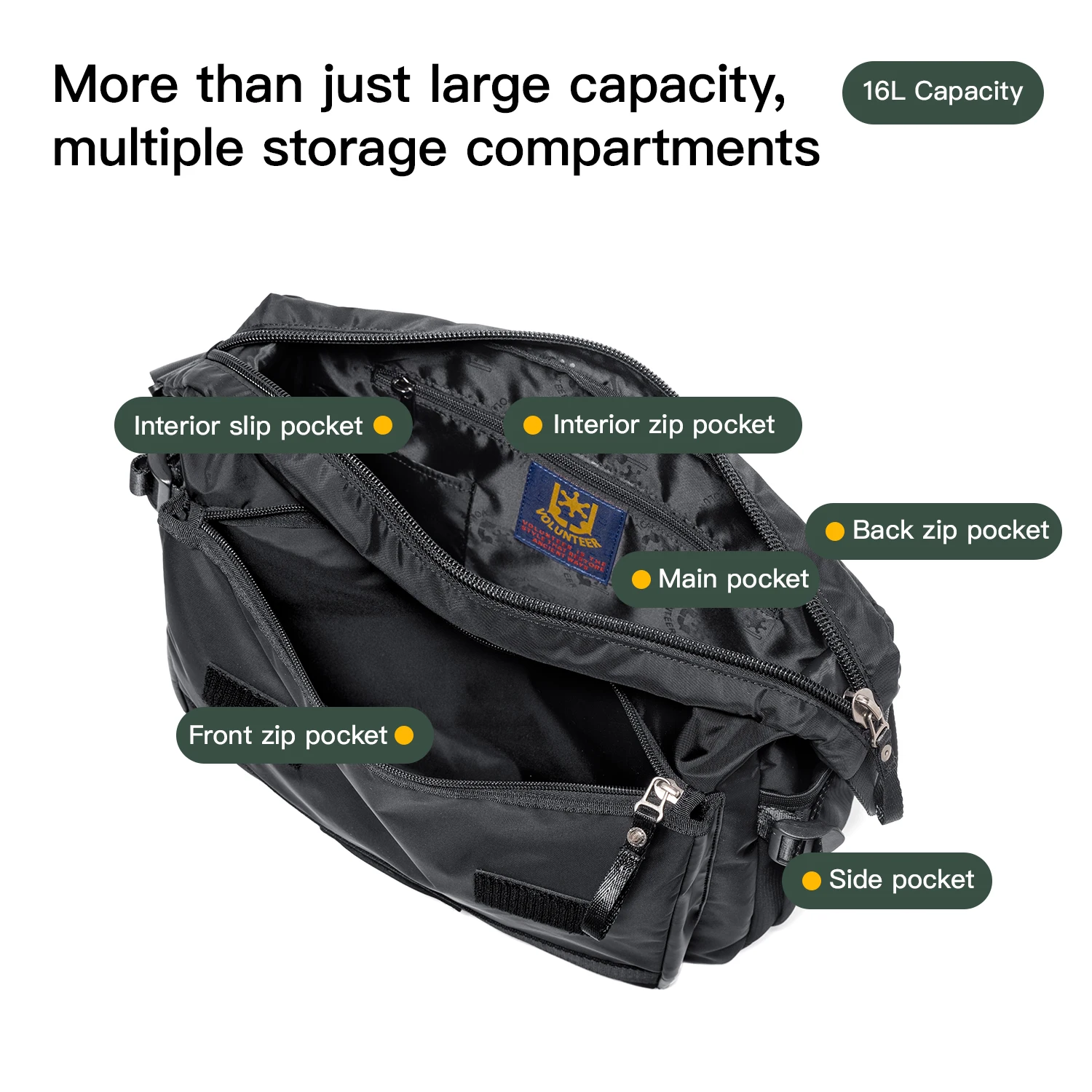 Volunteer Shoulder Bag for Men Multifunction Travel Crossbody Bag Male Waterproof Oxford Cloth Commuter Messenger Bags 1866-08