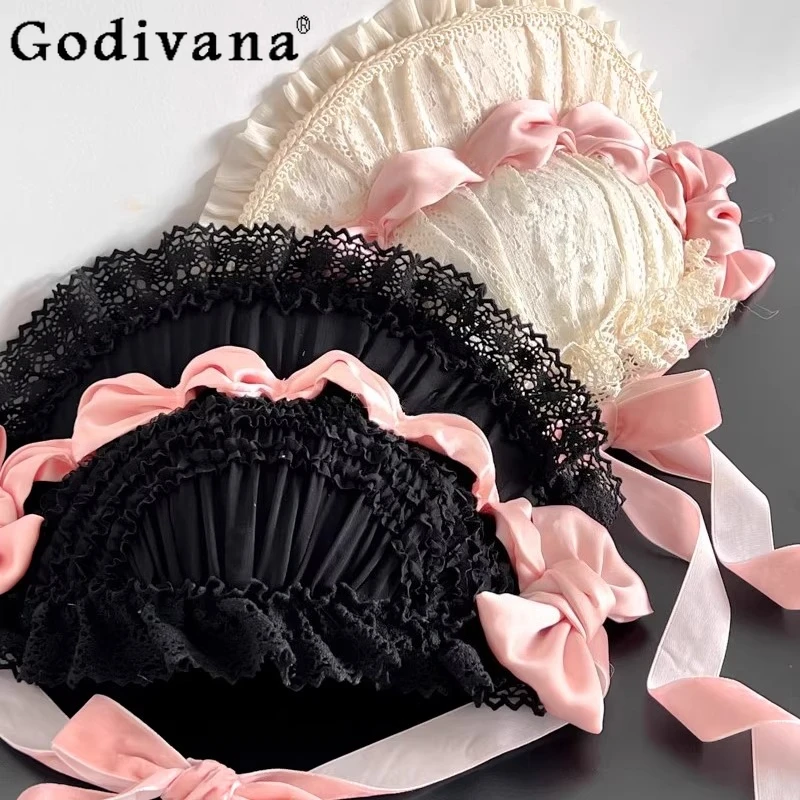 عصابة رأس لوليتا Bnt من الدانتيل الأسود للسيدات مصنوعة يدويًا بألوان الهالوين، أغطية رأس متغيرة للفتيات، إكسسوارات حلوة، أغطية رأس