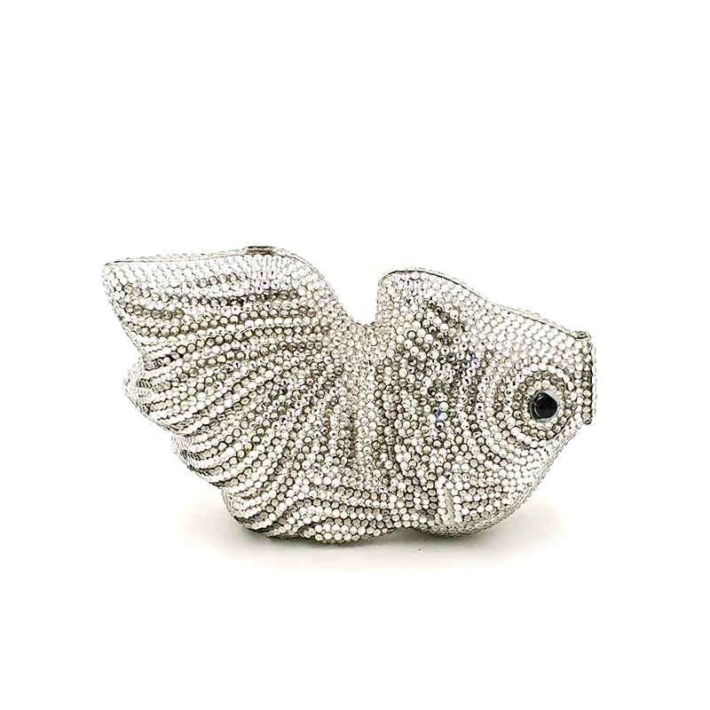 

Ladies top design Women wedding party purse women evening party diamonds funny goldfish crystal clutches small crystal purses