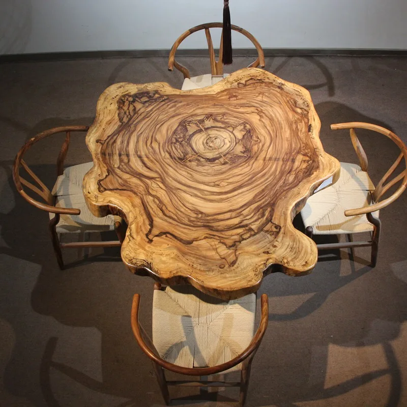 Custom natural round rustic wooden coffee table