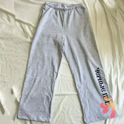 24ss New Oversized Vultures Sweatpants Russian Slogans Black Dog Grey Sweatpants Casual Loose Men Women Kanye Guard Pants