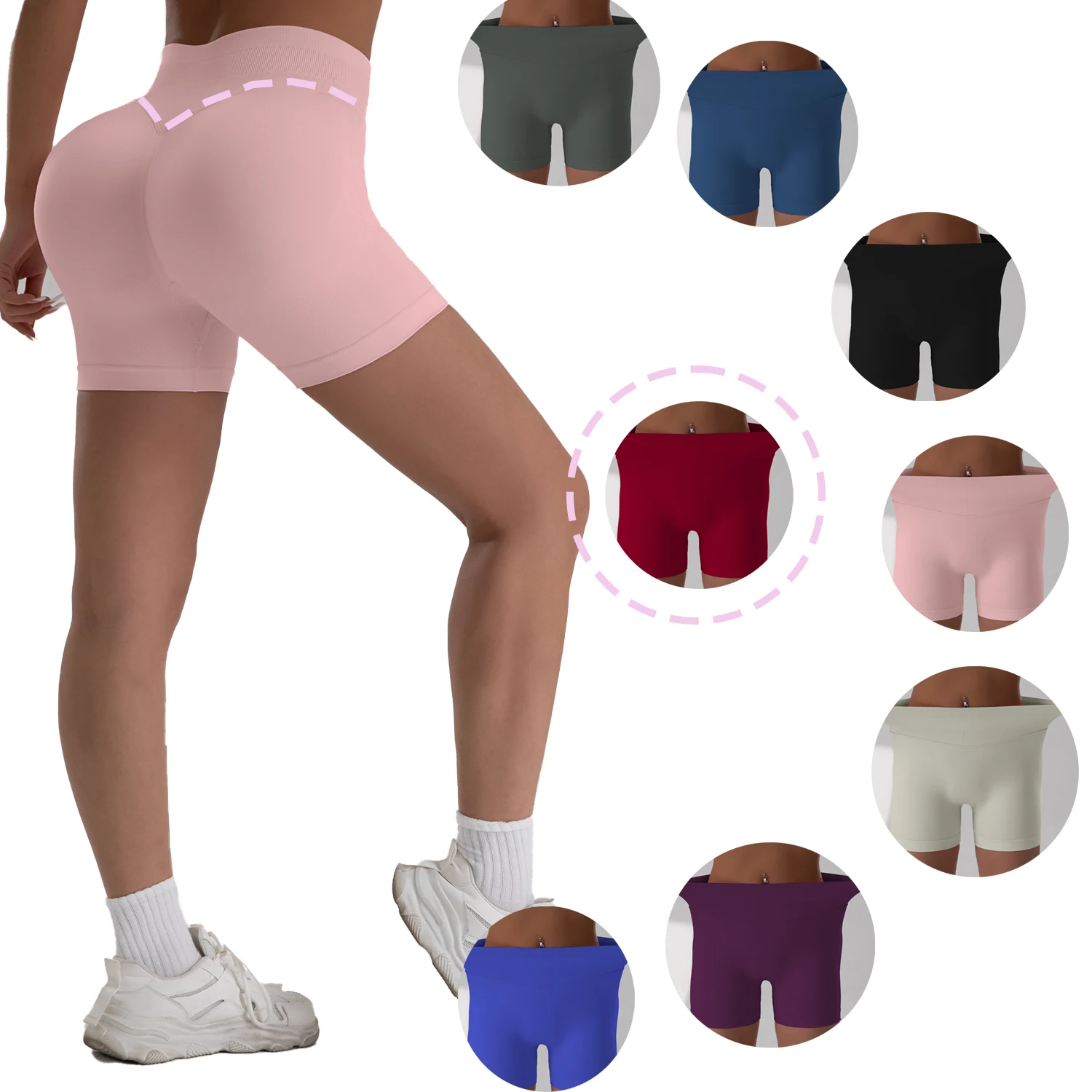 

High Waist Push Up Women Soild Color Cycling Pants Casual Outdoors Sports Activewear Legging Fitness Running Short Pants