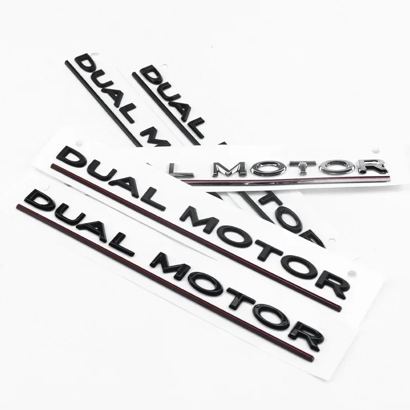 ABS Dual Motor Letters Rear Boot Tailgate Trunk Logo Emblem Badge Car Sticker Decal for Tesla Model 3 Model X Model S Y