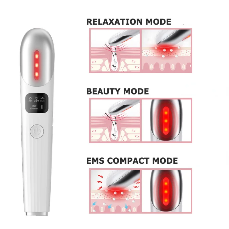 EMS Eye Vibration Massager, terapia de luz vermelha, rejuvenescimento, anti rugas, beleza, anti envelhecimento, círculo escuro, reduzir, novo