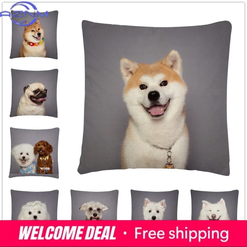 Puppy/Dog Art Photo Pattern Polyester Cushion Cover Pillowcase Home Sofa Car Decor