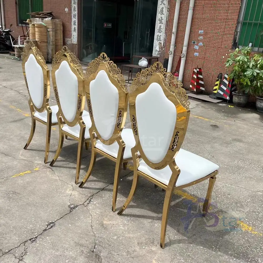 Adjustable Gold Metal Stainless Steel Frame Oval Back Hotel Restaurant Micro Fabric Dining Room Wedding Chair